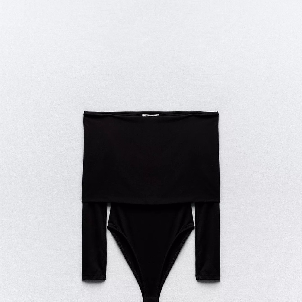 Zara Elegant Black Off-Shoulder Bodysuit